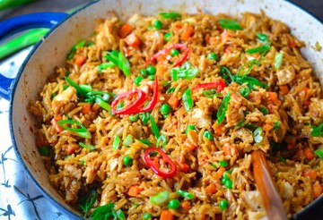 Leftover Turkey with  Egg Fried Rice